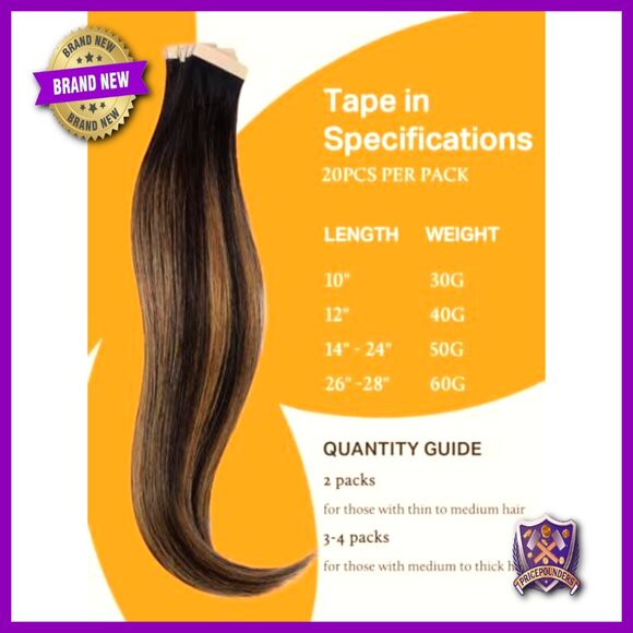 Tape-In Human Hair Extensions 18 Inch 50g 20pcs Remy Straight Skin Weft